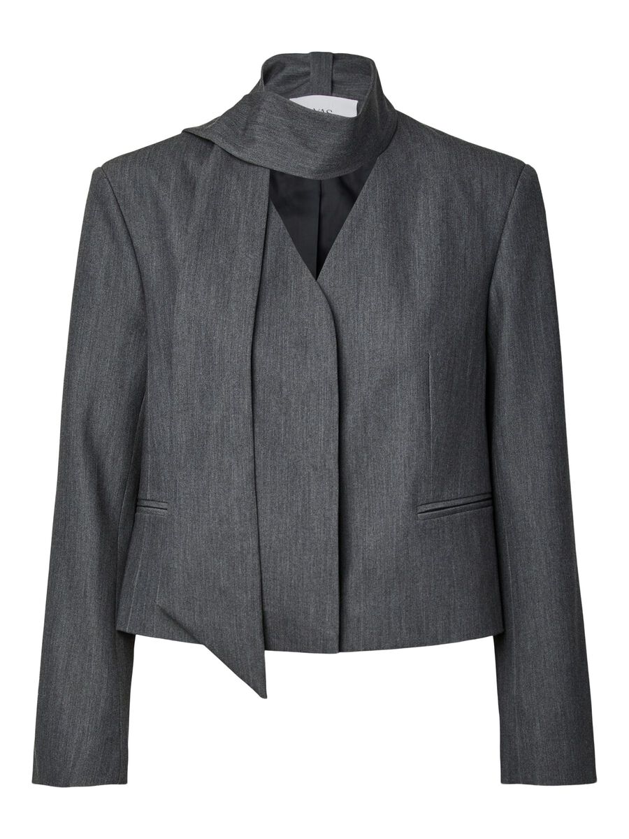 Carousel image 5 YASINVA LS SHORT SCARF  TOP, Medium Grey Melange