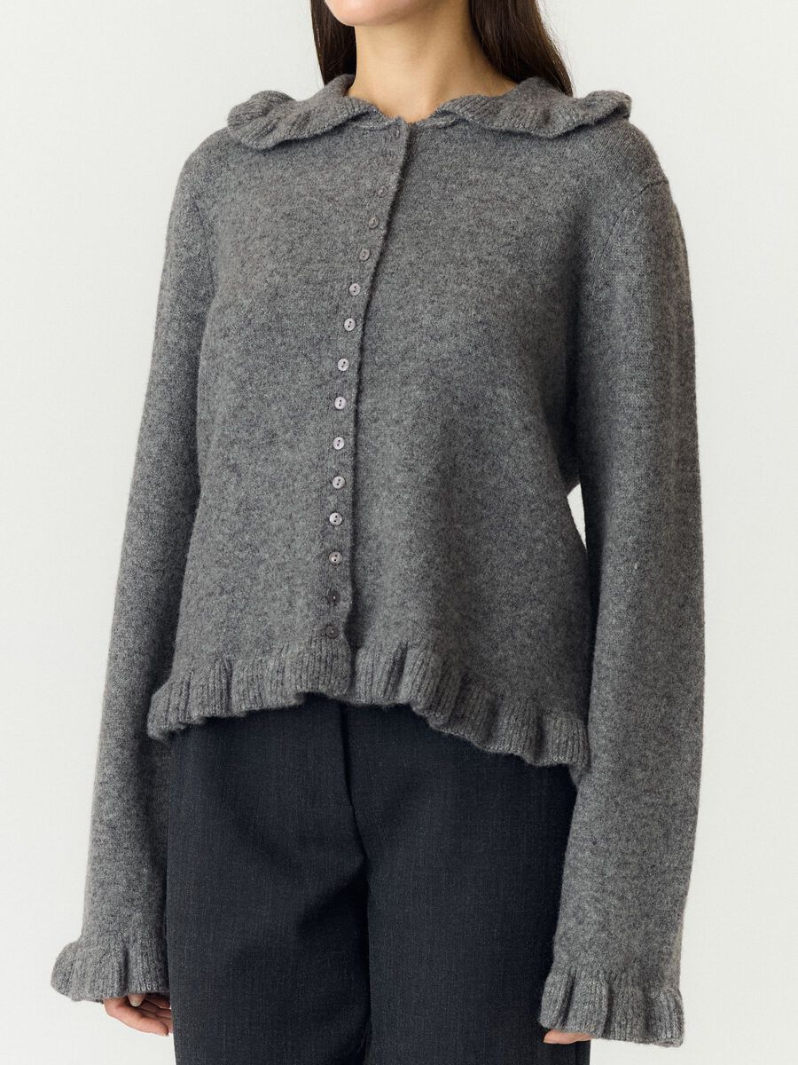 Carousel image 3 YASFRILO KNITTED CARDIGAN, Medium Grey Melange