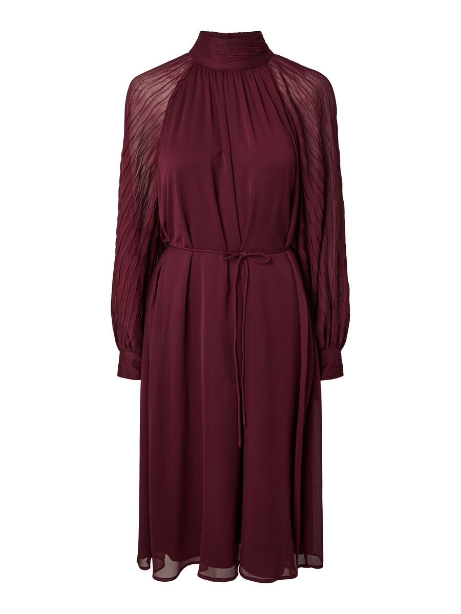 Carousel image 5 YASOLERA LS MIDI DRESS, Maroon Banner
