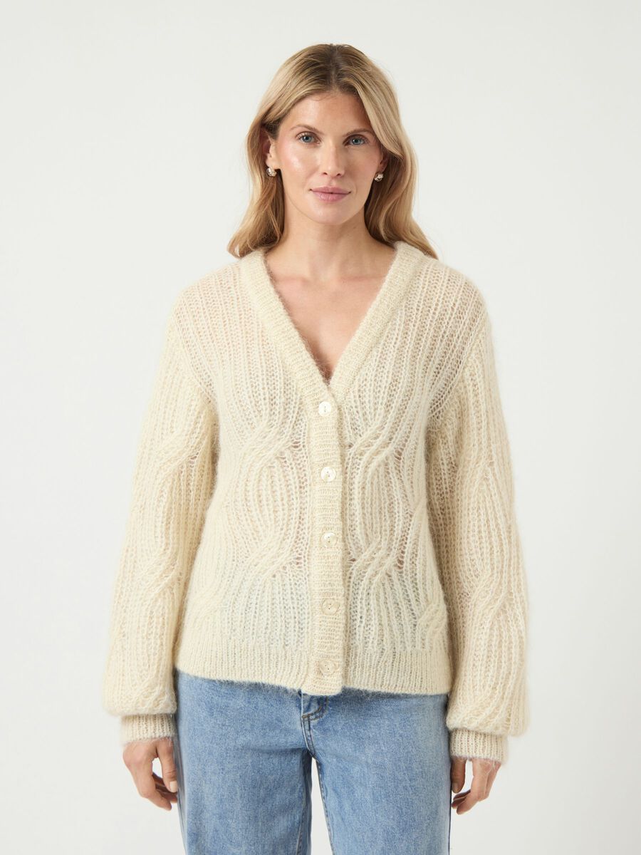 Carousel image - YASZUMA WOOL BLEND KNITTED CARDIGAN, Birch | 1