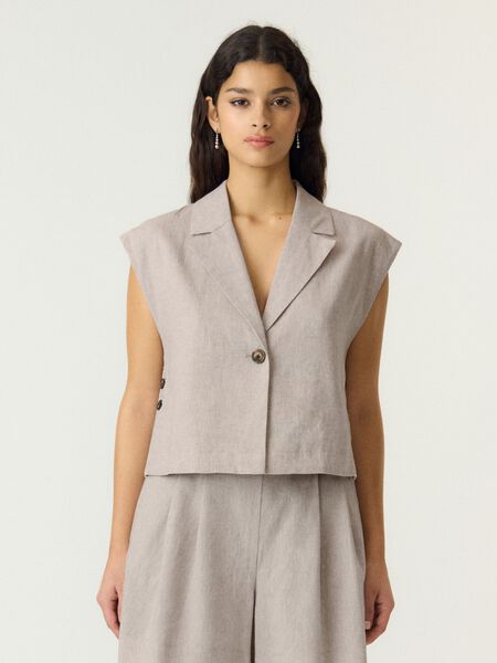 YAS YASUSUMA LINEN BLEND  WAISTCOAT, White Pepper, highres - 26040382_WhitePepper_003.jpg