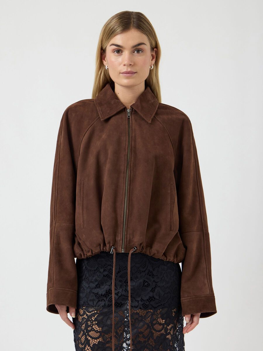 Product carousel image - YASNOEL SUEDE LEATHER BOMBER JACKET, Pinecone | 1