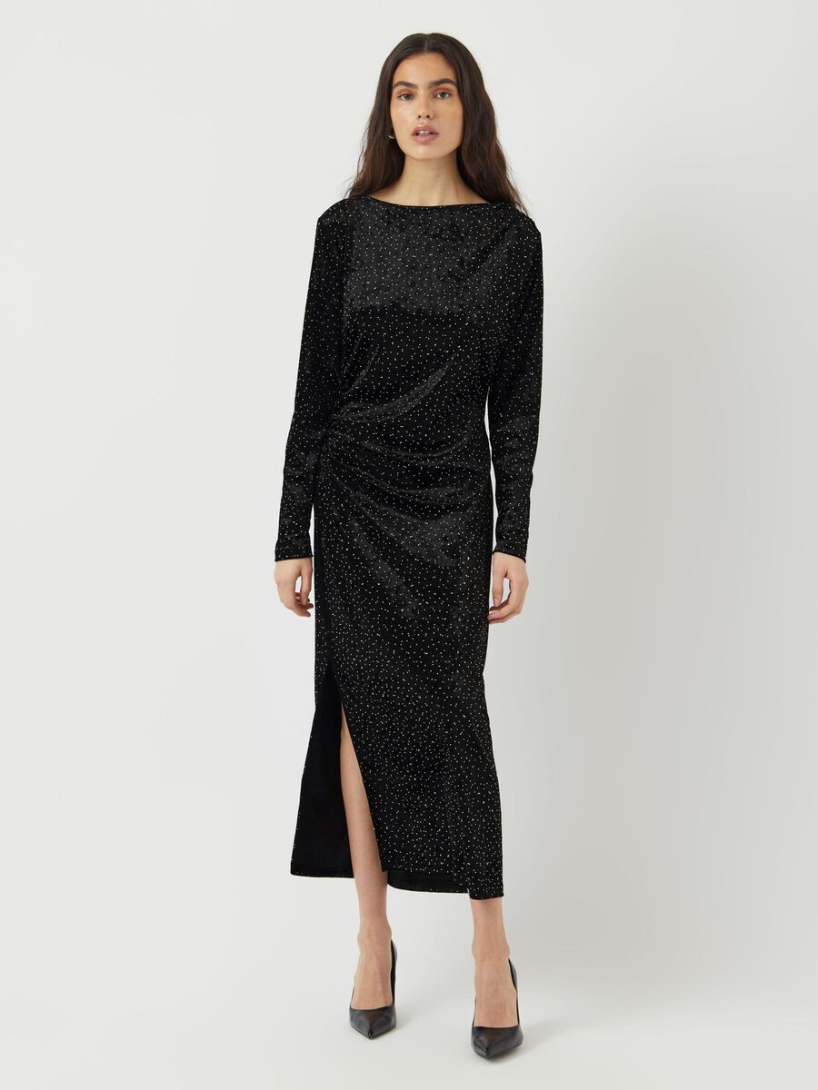 Carousel image - YASTILLIA FLUWEEL MAXI-JURK, Black | 1