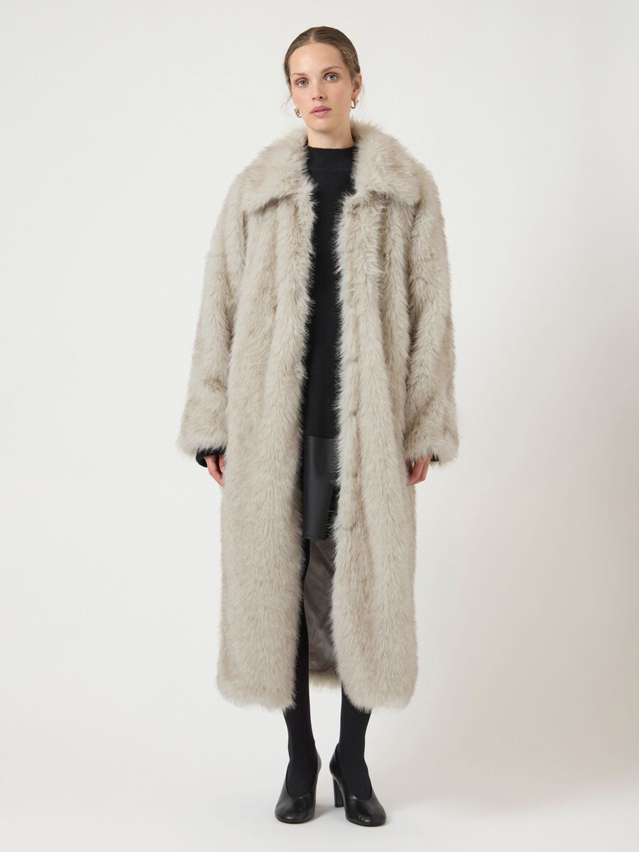 Carousel image - YASPAULA LONG FAUX FUR CAPPOTTO, Birch | 5