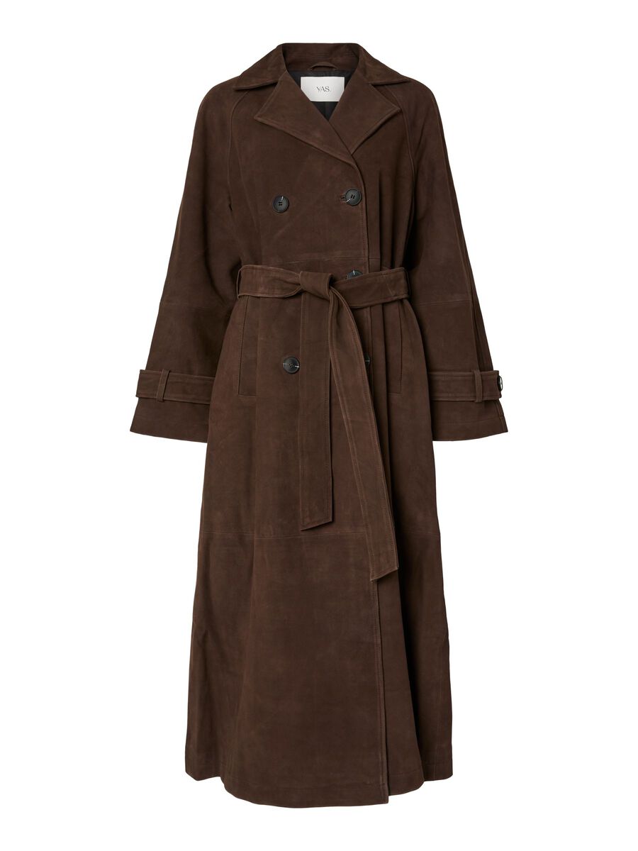 Product carousel image - YASLINA SUEDE LEATHER TRENCHCOAT, Seal Brown | 1