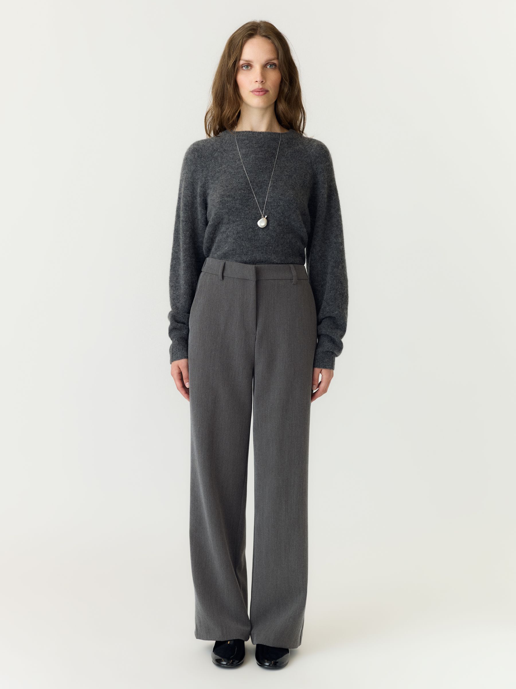 YASLIKKA WIDE-LEG TROUSERS | Grey | YAS® UK
