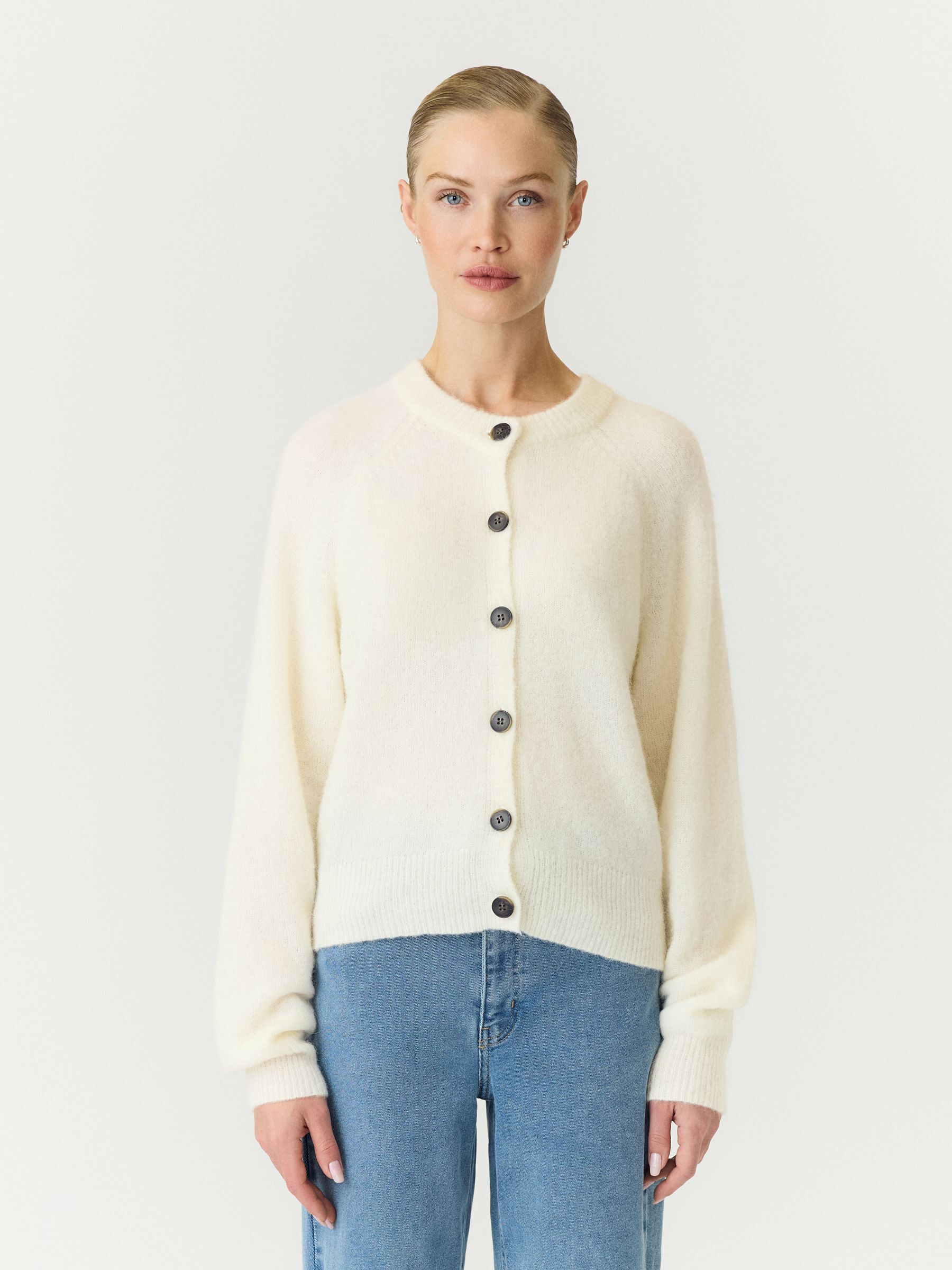 YASJOHI WOOL BLEND STRIKKET CARDIGAN | Hvit | YAS® Norge