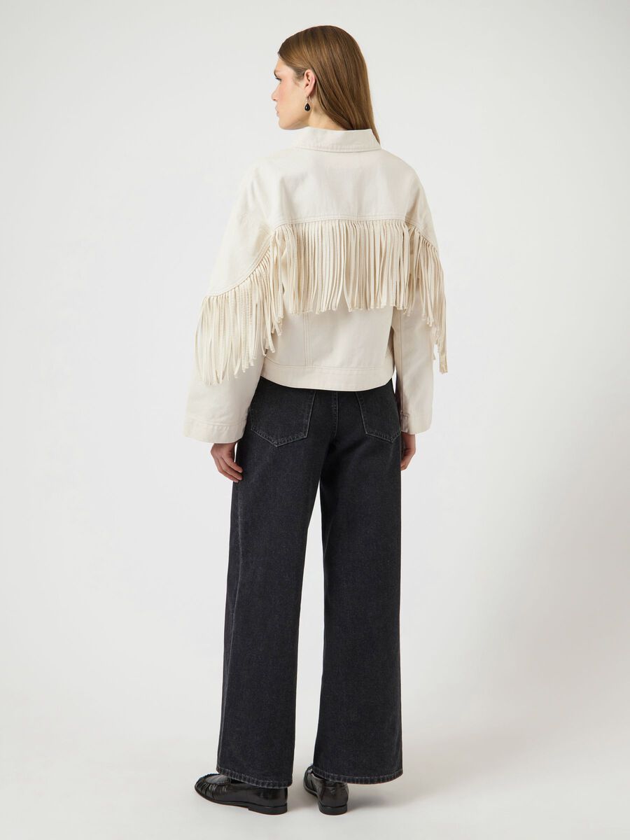 Product carousel image - YASAIKO DENIM FRINGE  JACKET, Ecru | 2
