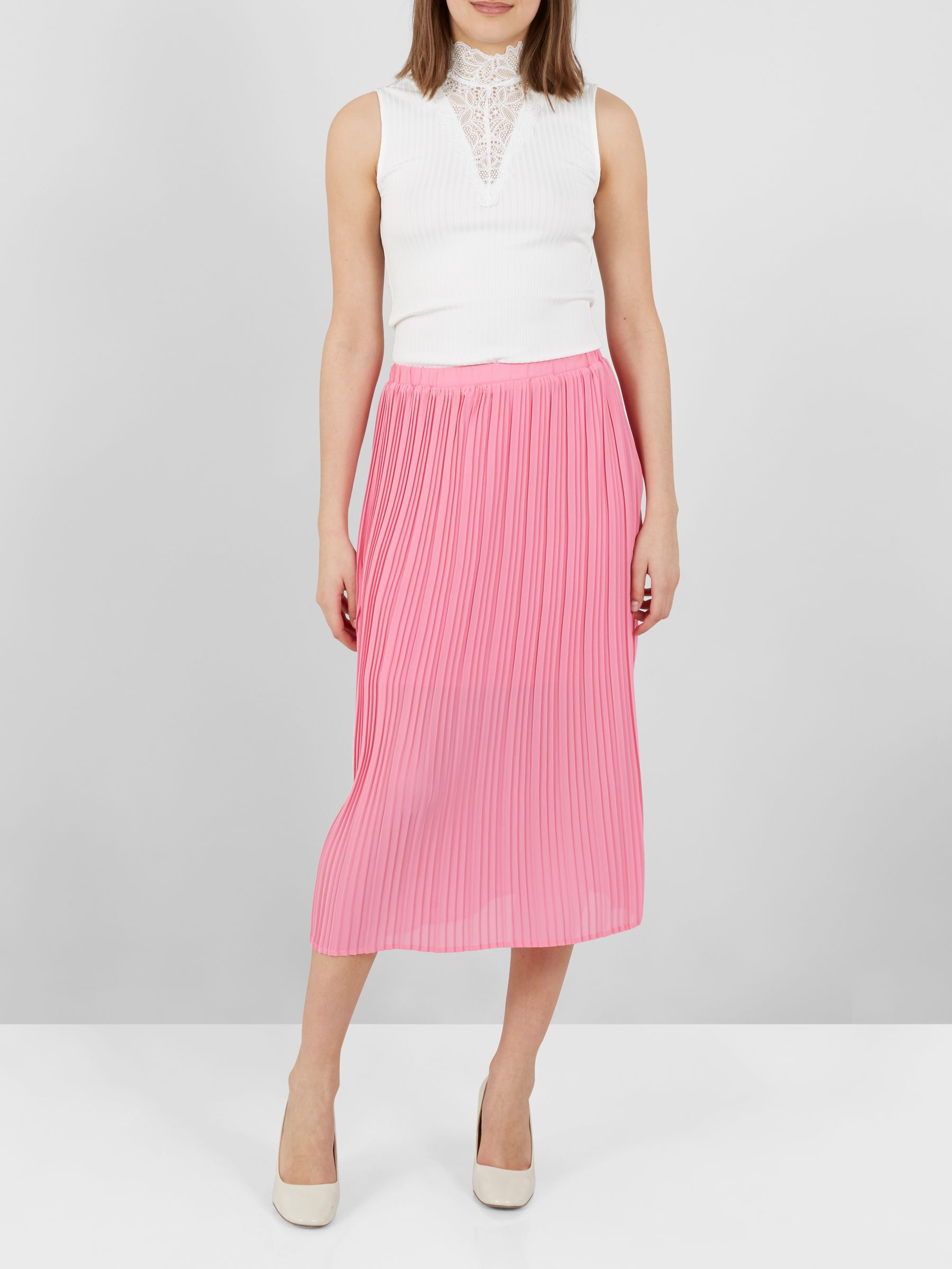 Pink pleated midi skirt Y.A.S