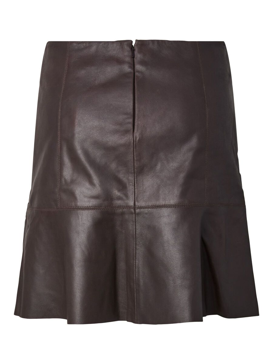 Carousel image - YASCOLLY LEATHER SKIRT, Chocolate Brown | 6