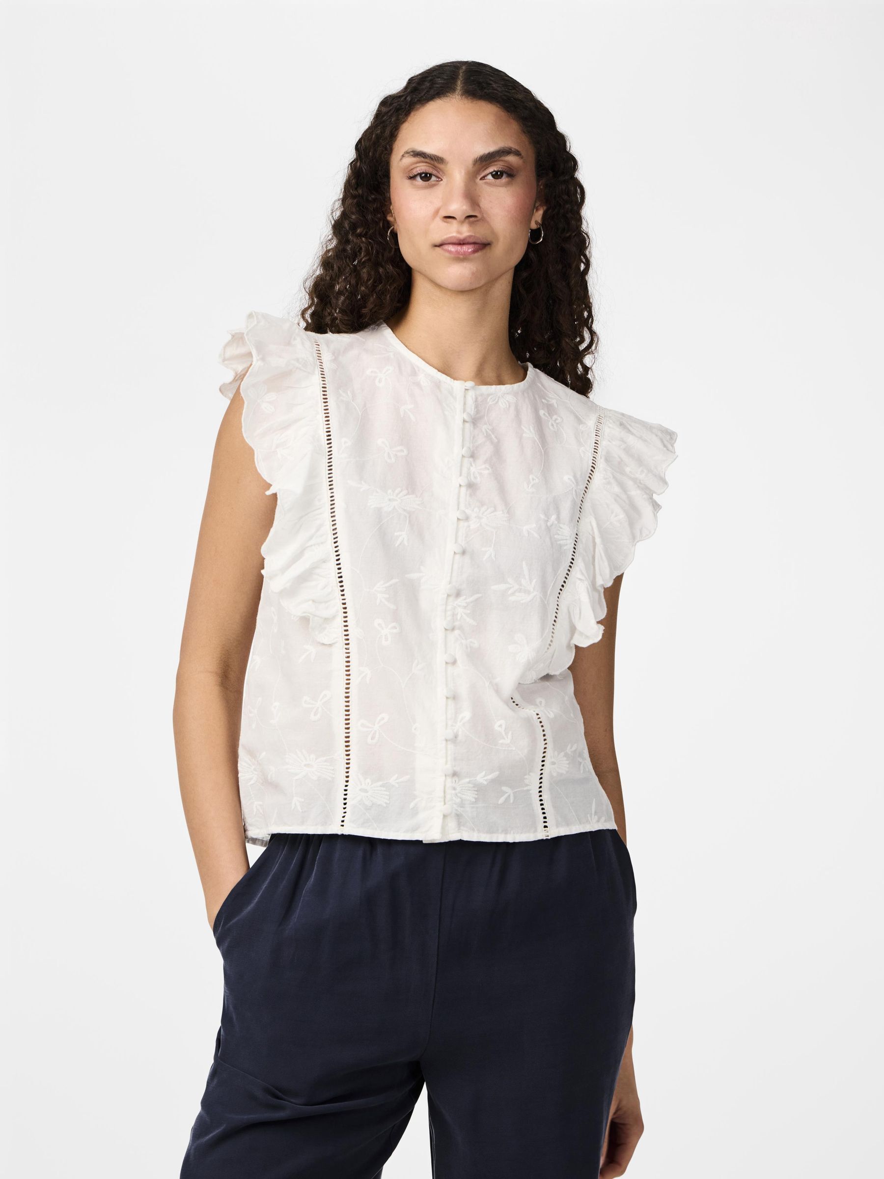 Mouwloze top wit clearance