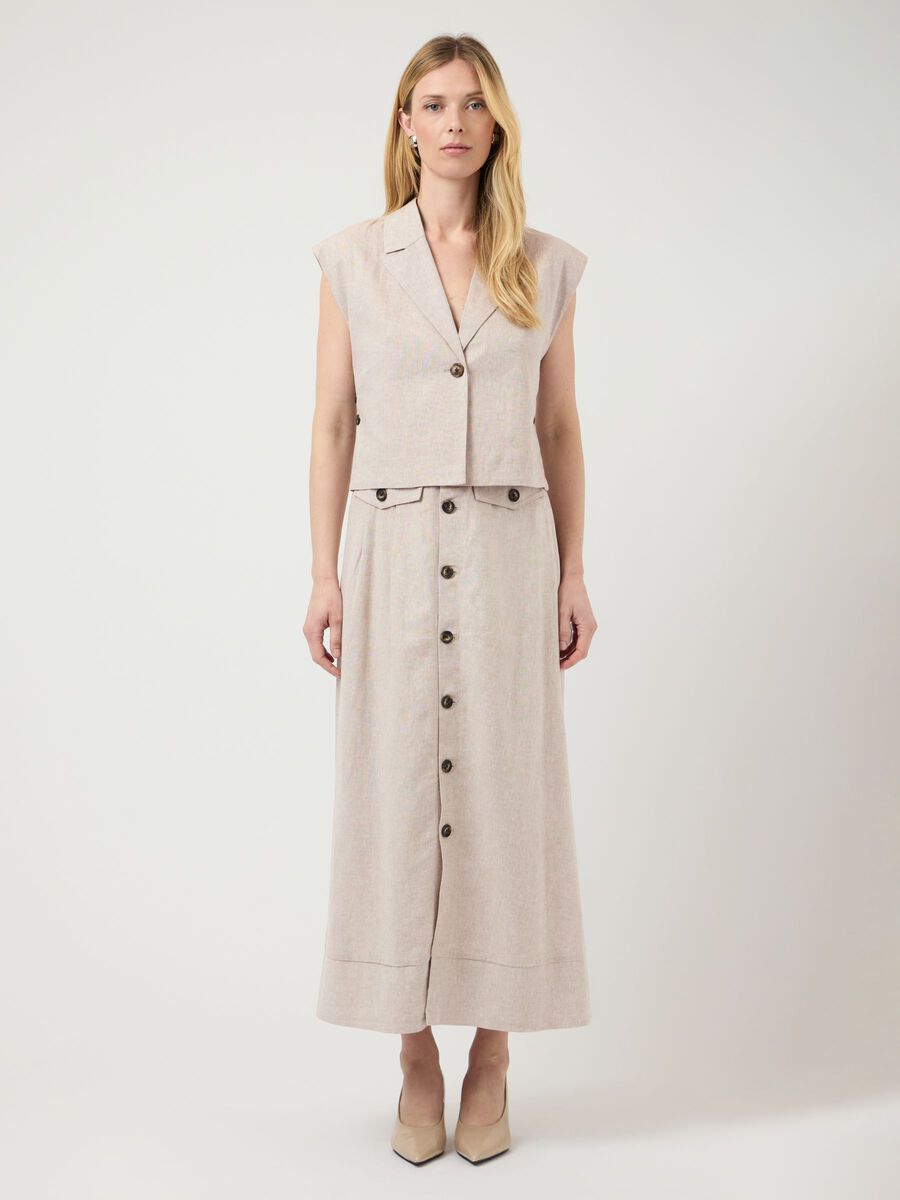 Carousel image - YASUSUMA HW LINEN BLEND MAXI SKIRT, White Pepper | 4