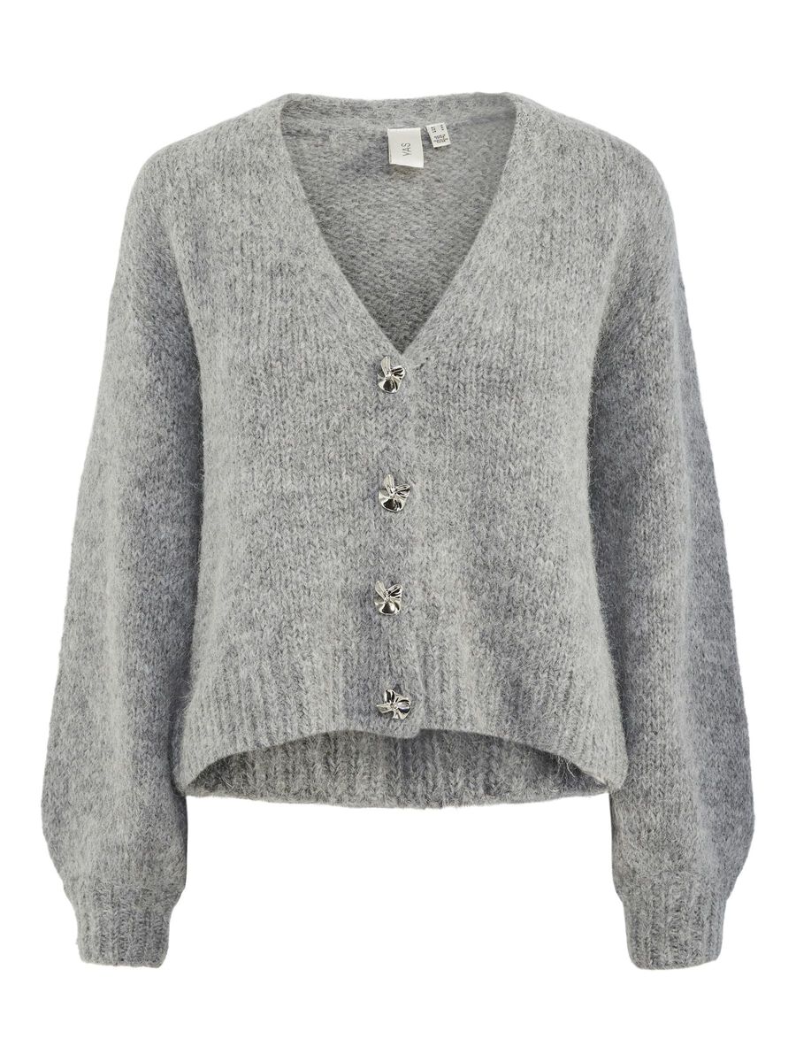 YAS YASVIGGA CARDIGAN EN MAILLE, Medium Grey Melange, highres - 26035918_MediumGreyMelange_001.jpg