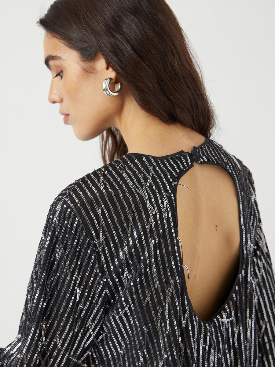 Carousel image - YASLANTRA SEQUIN FRINGE MINI DRESS, Black | 5