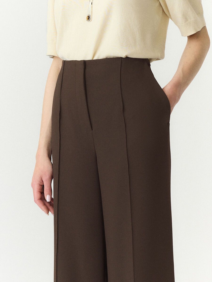 Carousel image - YASREEMAJ HIGH WAISTED TROUSERS, Chocolate Brown | 3