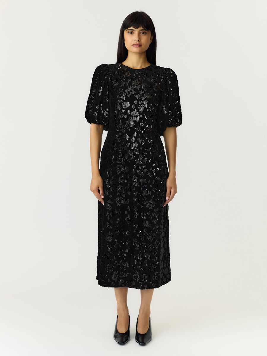 Product tile image YASSOFIE 2/4 SEQUIN MIDI DRESS, Black 26038763_Black