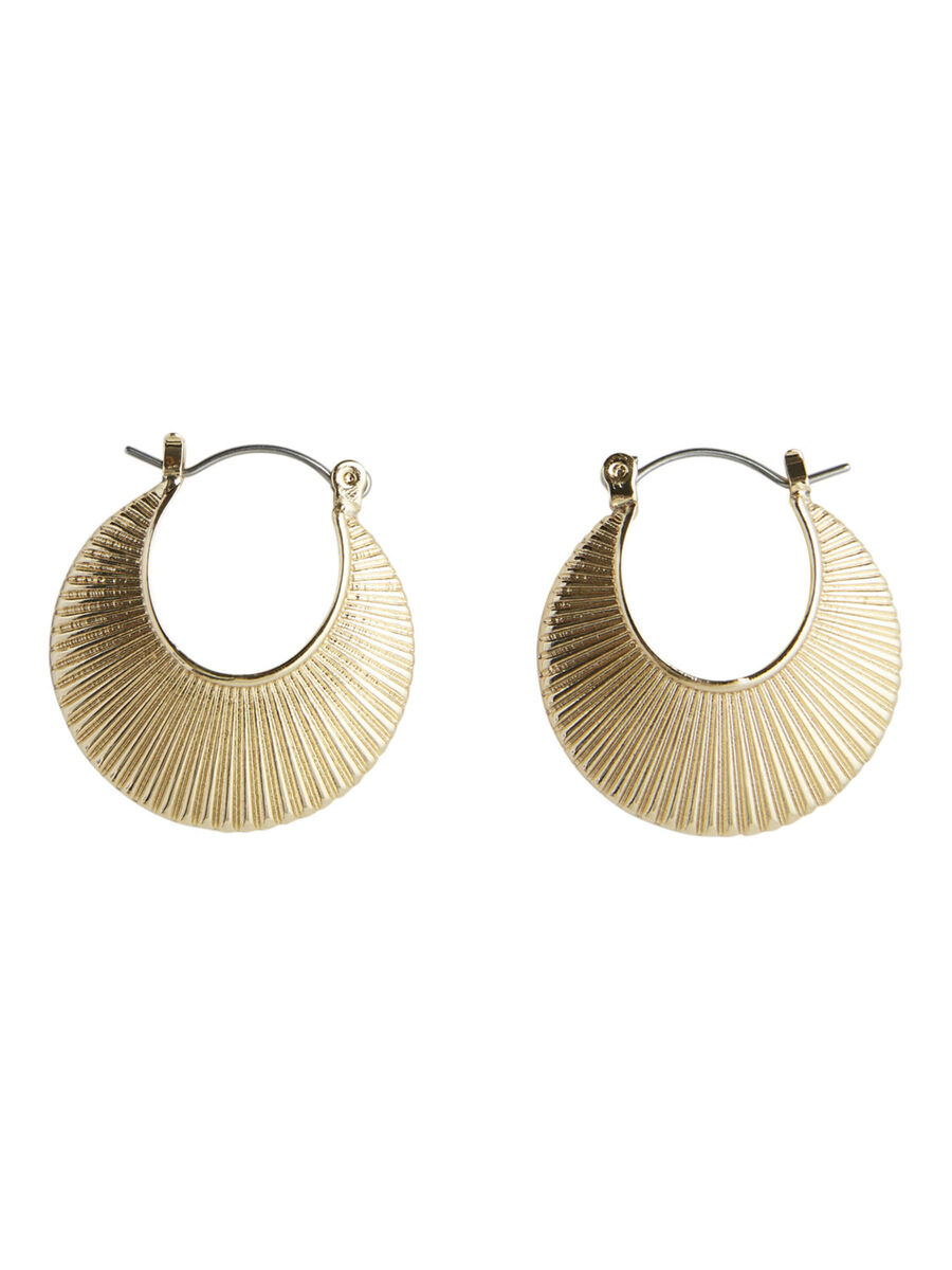 Pieces SHELL DESIGN HOOP EARRINGS, Gold Colour, highres - 17102061_GoldColour_001.jpg
