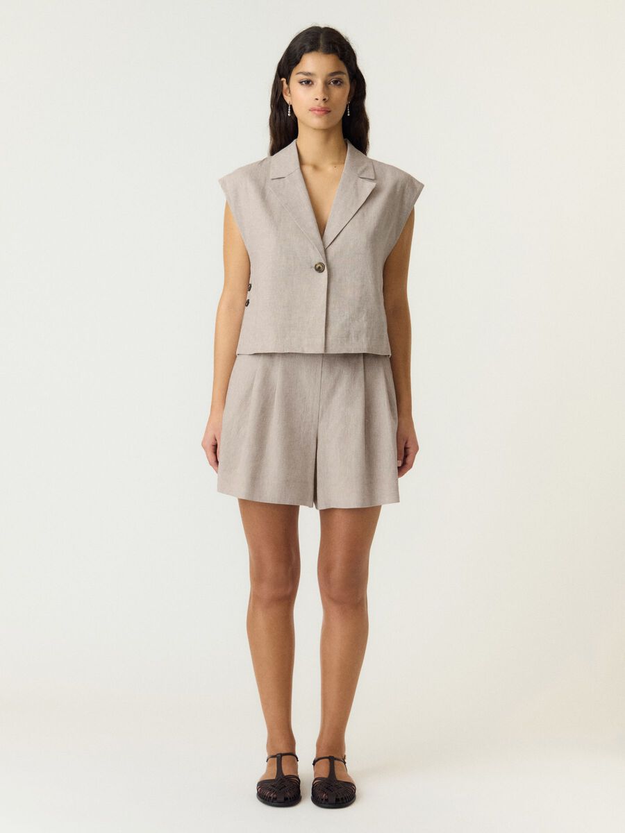 Carousel image - YASUSUMA - LIN M&Eacute;LANG&Eacute; GILET, White Pepper | 4
