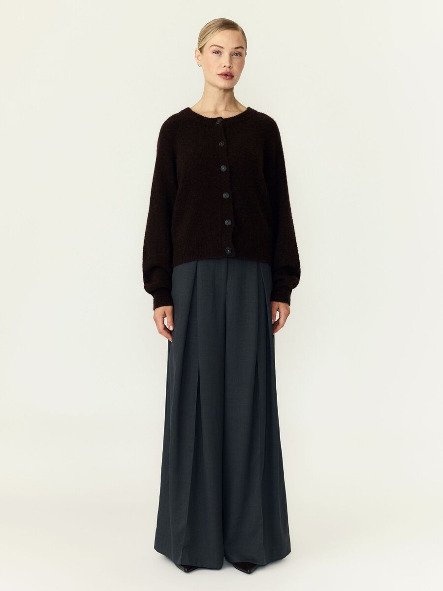 Carousel image 4 YASJOHI WOOL BLEND KNITTED CARDIGAN, Coffee Bean