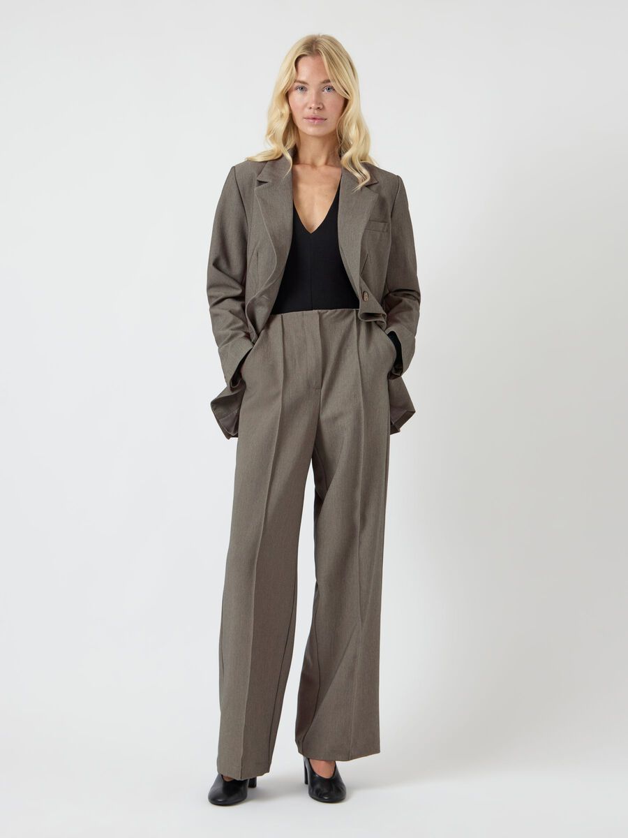 Product carousel image - YASREEMAJ BUKSER MED HØY MIDJE, Grey Melange | 1