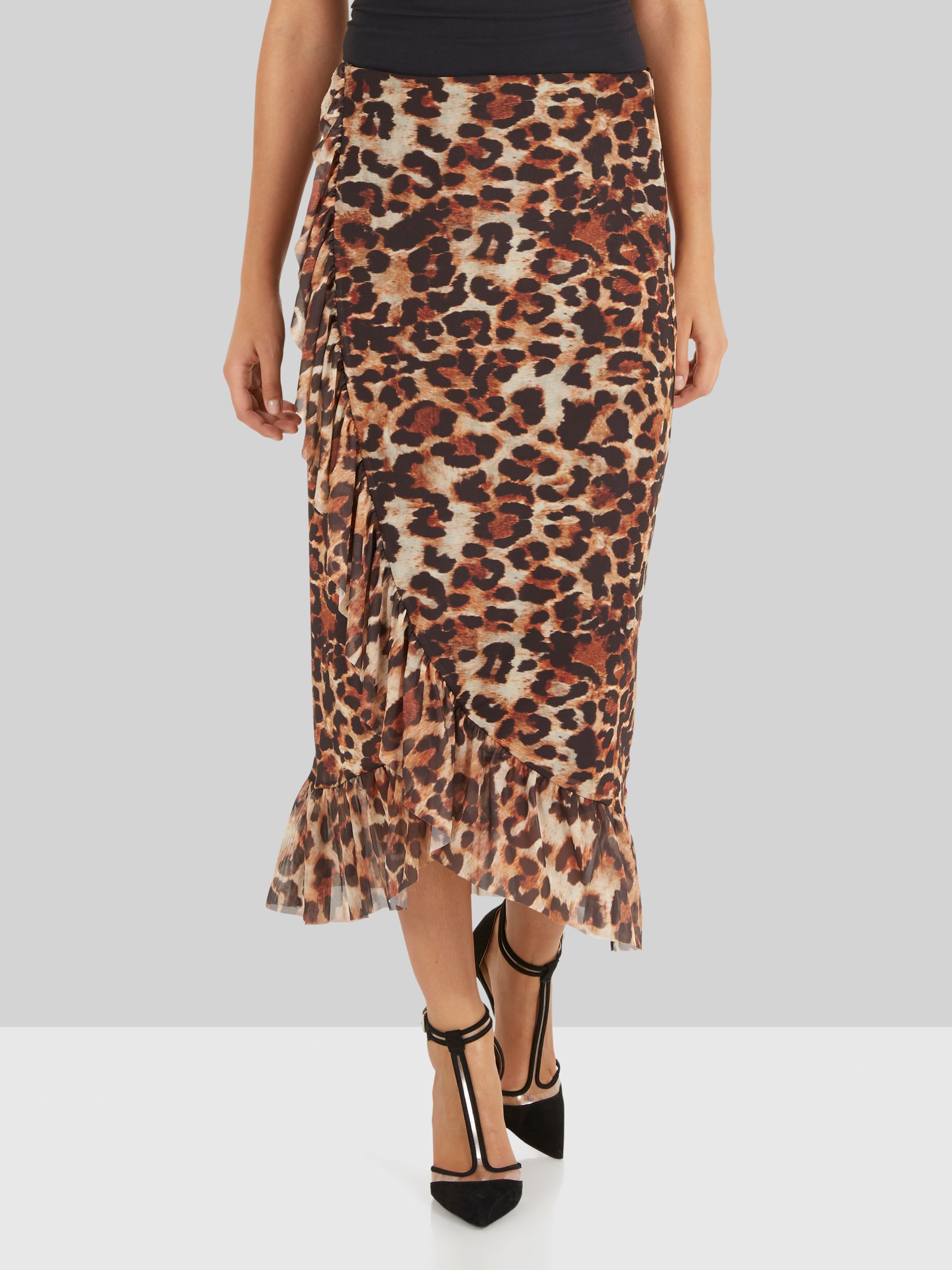 Leopard mesh wrap midi skirt Y.A.S