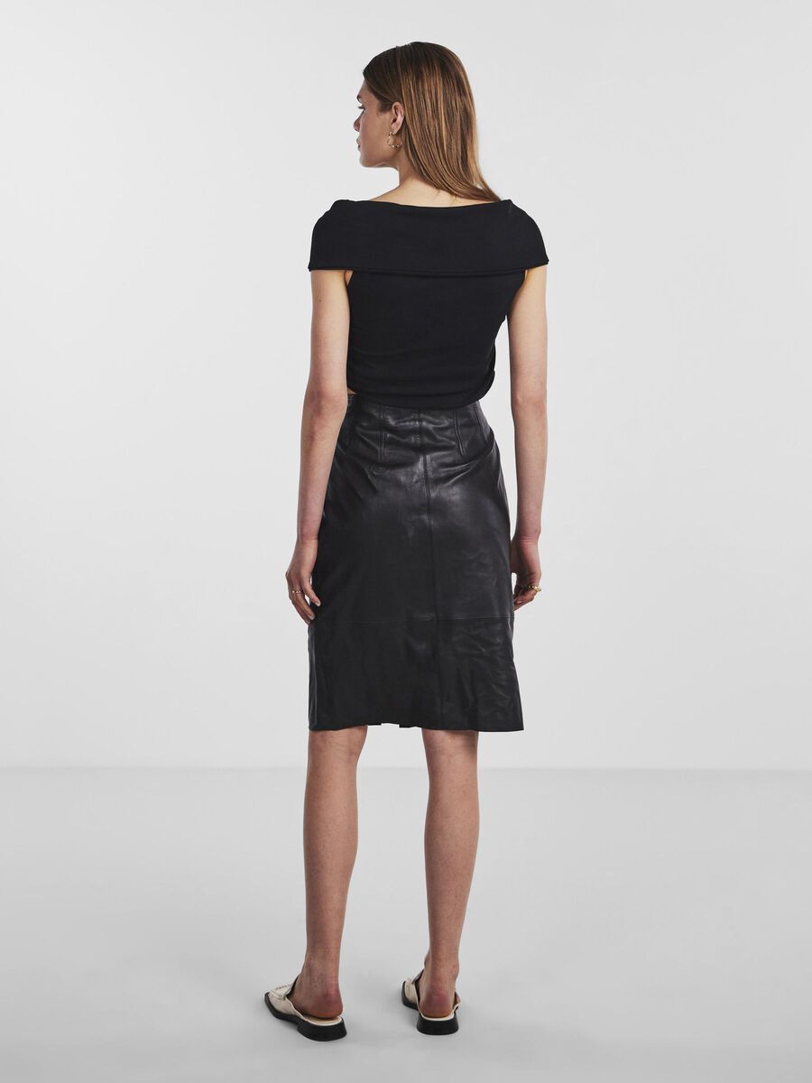 Y.A.S YASMILLIE LEATHER SKIRT, Black, highres - 26030369_Black_004.jpg