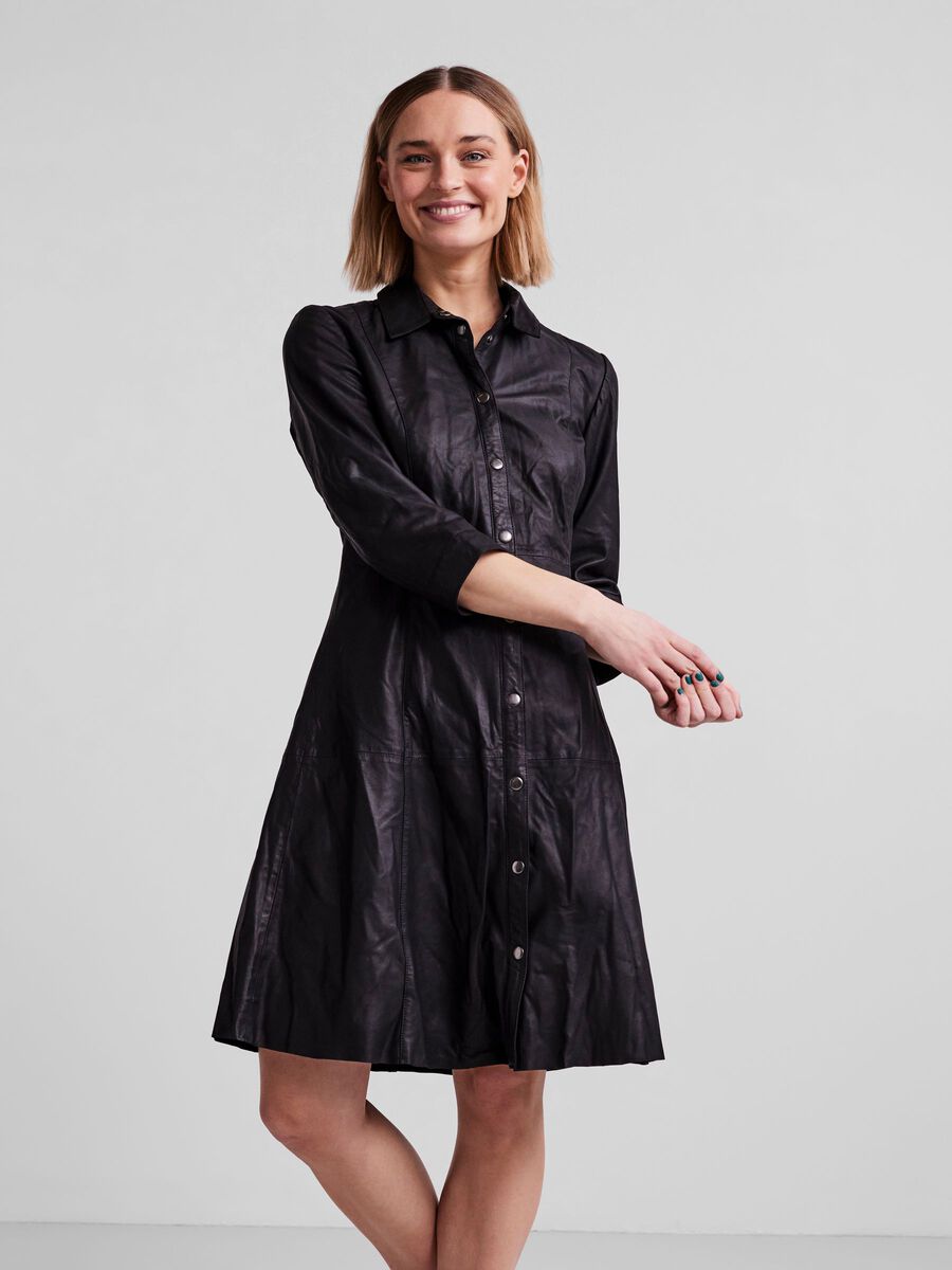 Y.A.S YASSAVANNA ROBE EN CUIR, Black, highres - 26025813_Black_003.jpg