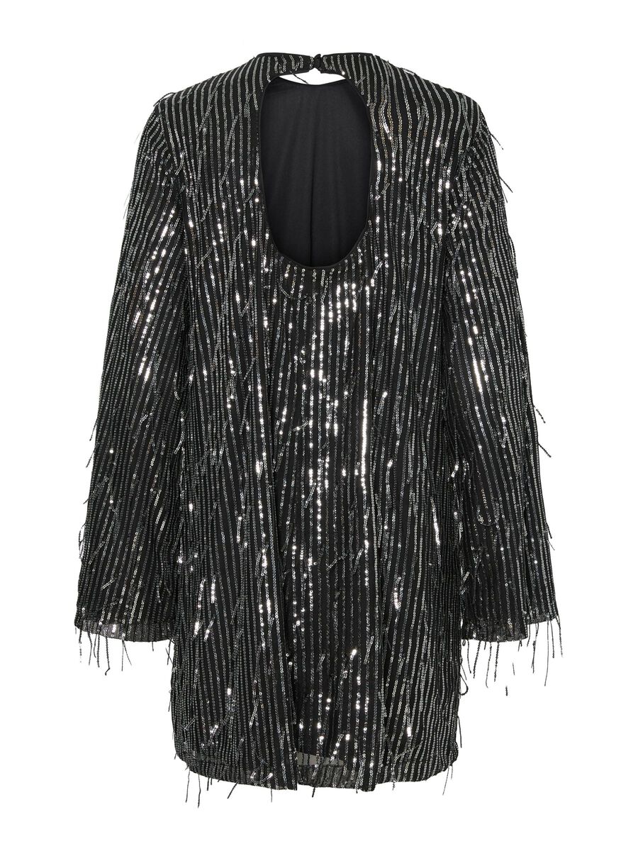 Carousel image - YASLANTRA SEQUIN FRINGE MINI DRESS, Black | 7