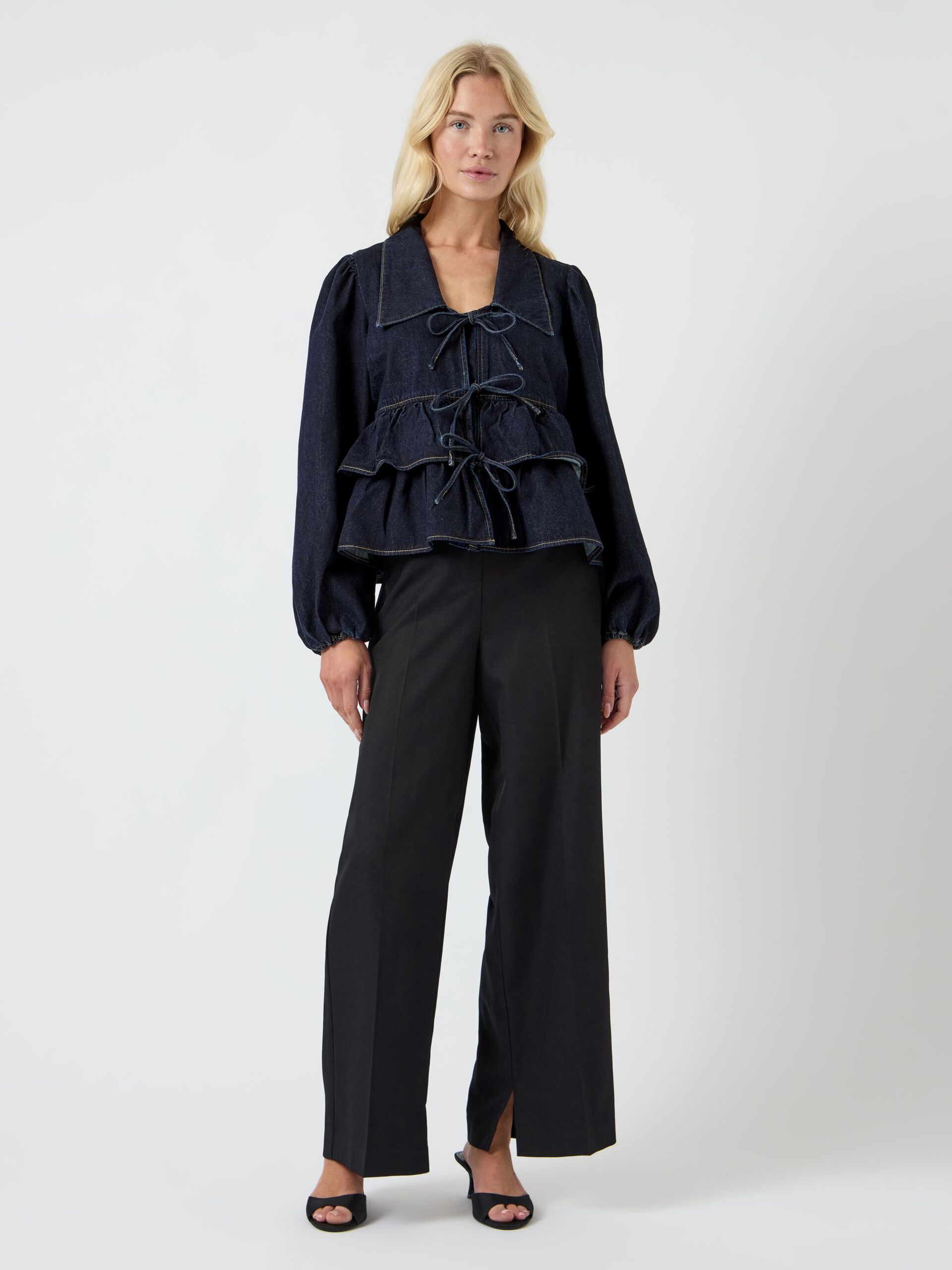 Carousel image - YASCELINA DENIM KNYTNING TOPP, Dark Blue Denim | 4