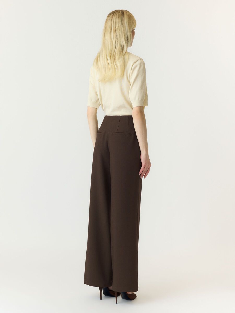 Carousel image - YASREEMAJ HIGH WAISTED TROUSERS, Chocolate Brown | 2