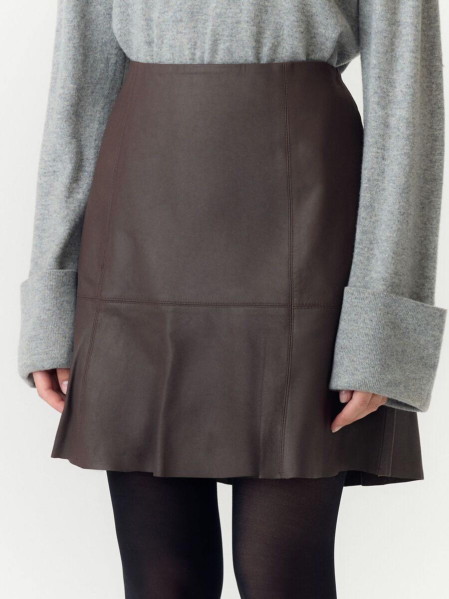 Carousel image 3 YASCOLLY LEATHER SKIRT, Chocolate Brown