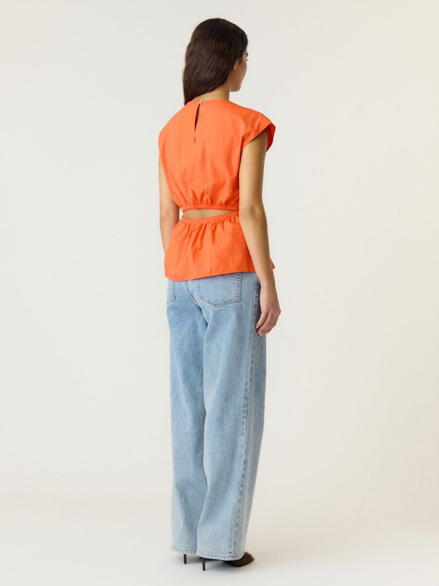 Product carousel image - YASGENEVIEVE  CAP SLEEVE TOP, Red Orange | 2