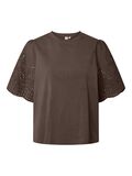 Product image thumbnail - YASLEX BRODERIE ANGLAIS T-SHIRT, Chocolate Brown | 5