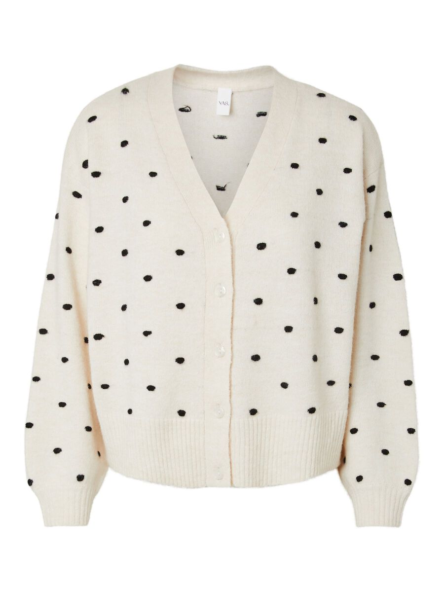 Yasflo ls geborduurd gebreid vest, colour: pristine, witte, voorkant