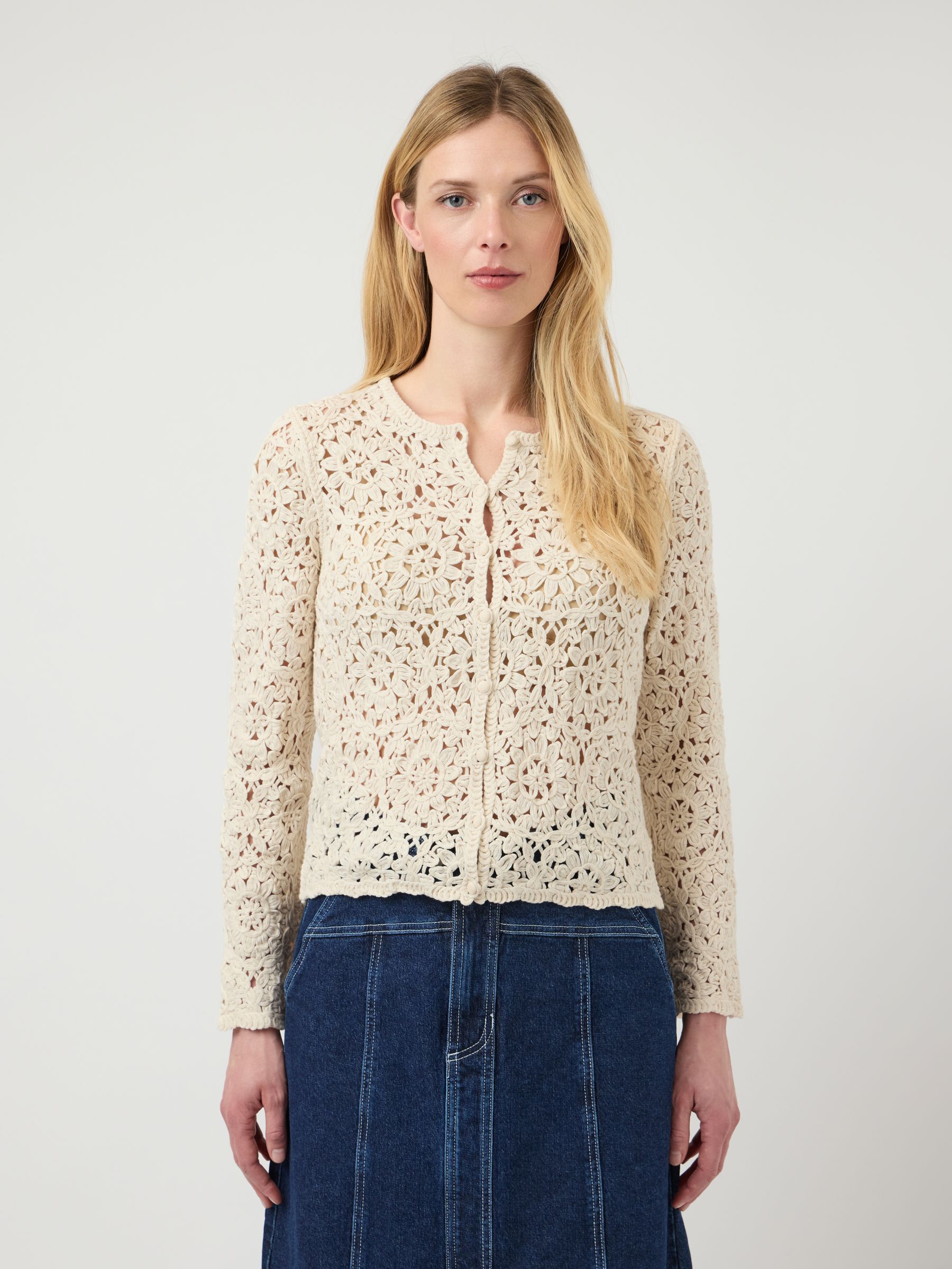 YASANNALINA CROCHET CARDIGAN | White | YAS® UK