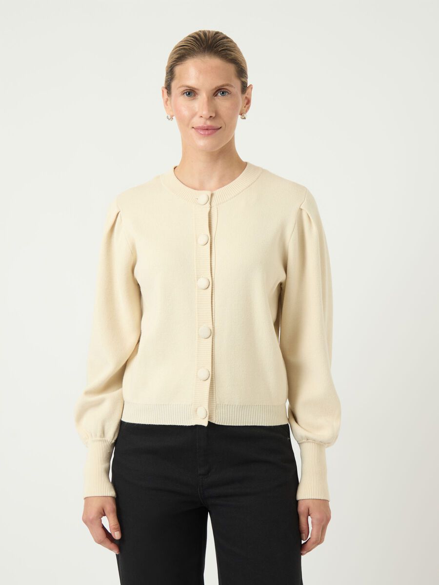 Carousel image - YASFONNY STRIKKET CARDIGAN, Birch | 1