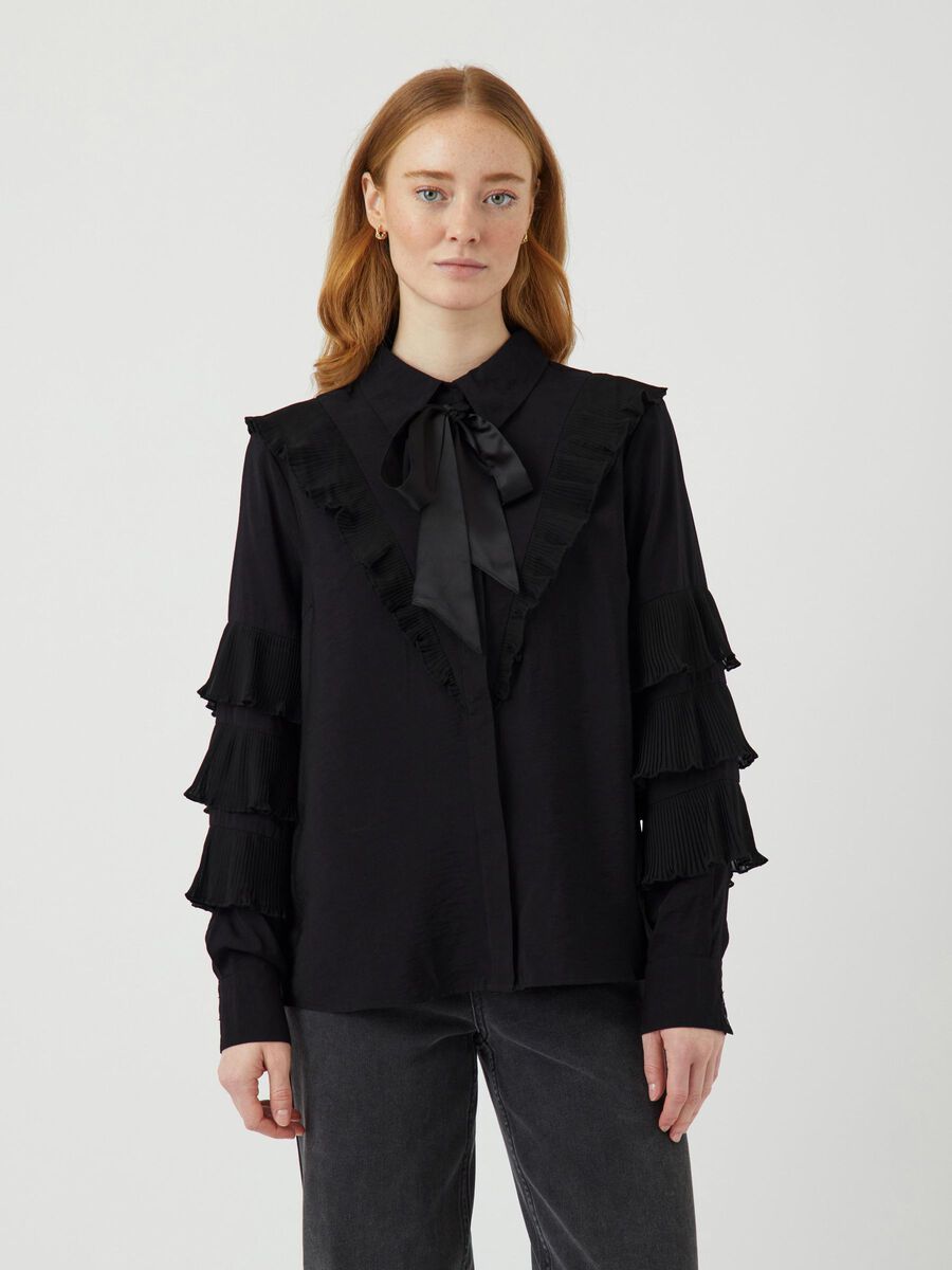 YAS YASVEGO TIE NECK SHIRT, Black, highres - 26036676_Black_003.jpg
