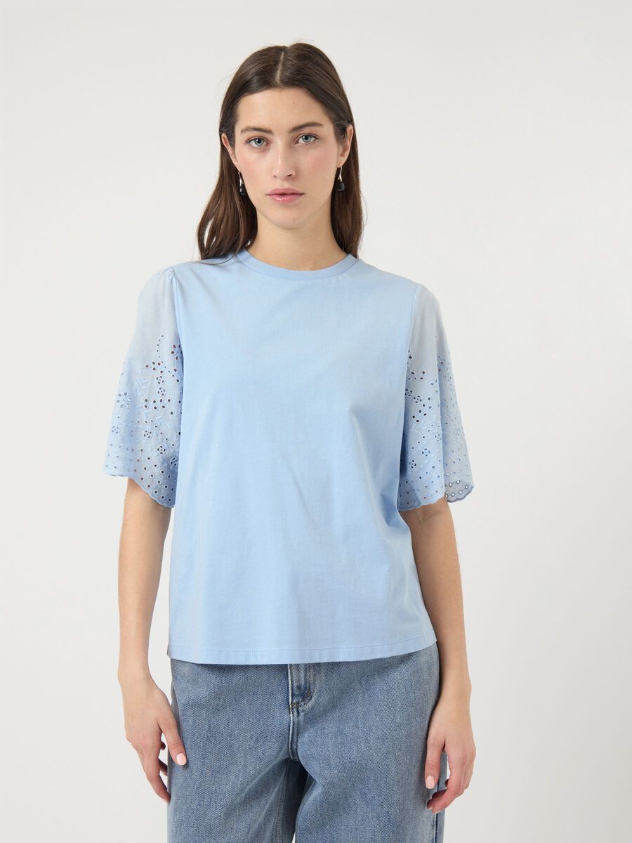 Product carousel image - YASLEX BRODERIE ANGLAIS T-SHIRT, Clear Sky | 1