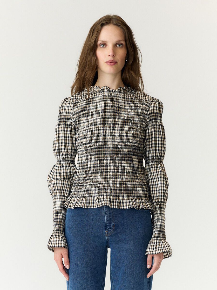 Product tile image - YASCHEMMA SMOCK BLOUSE, Eggnog | 26024854_Eggnog_882835