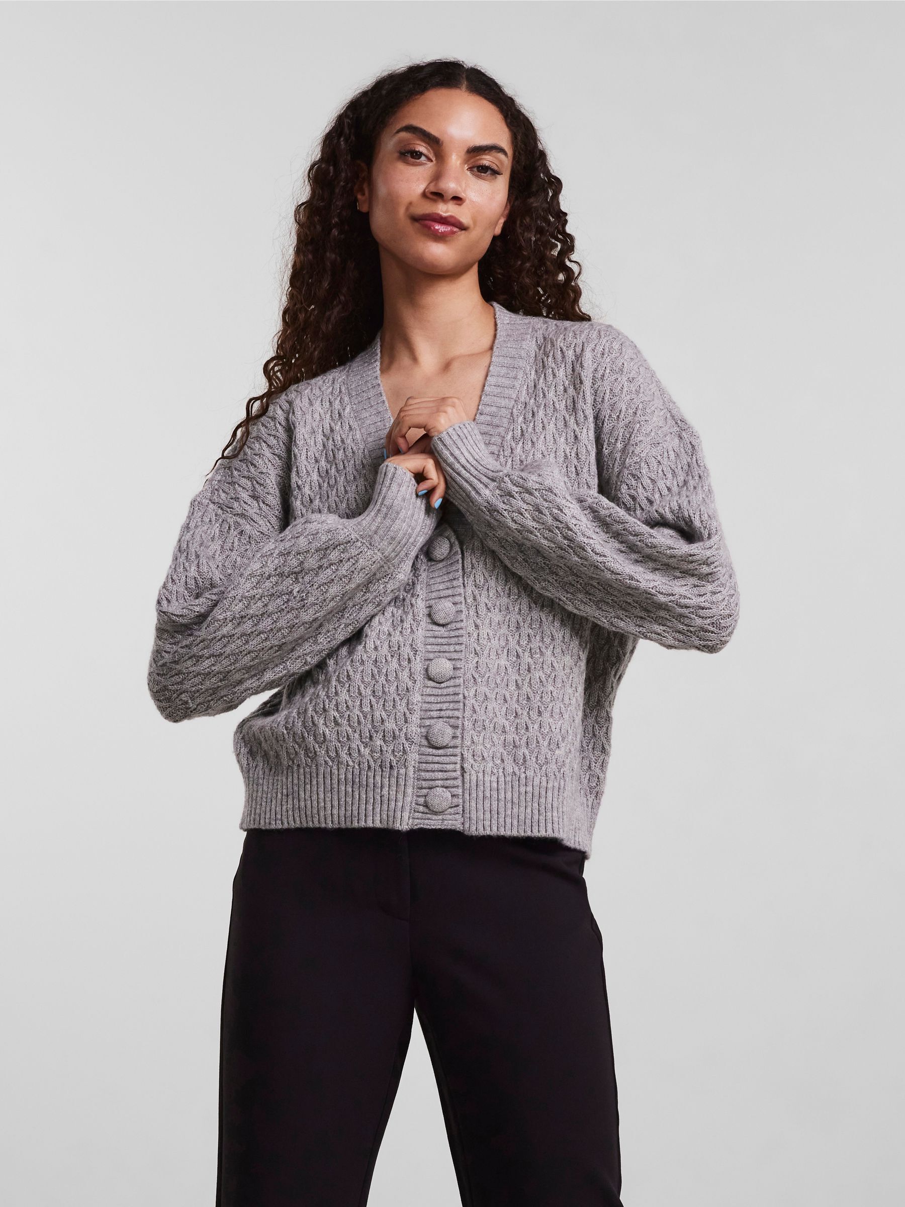 grey wooly cardigan