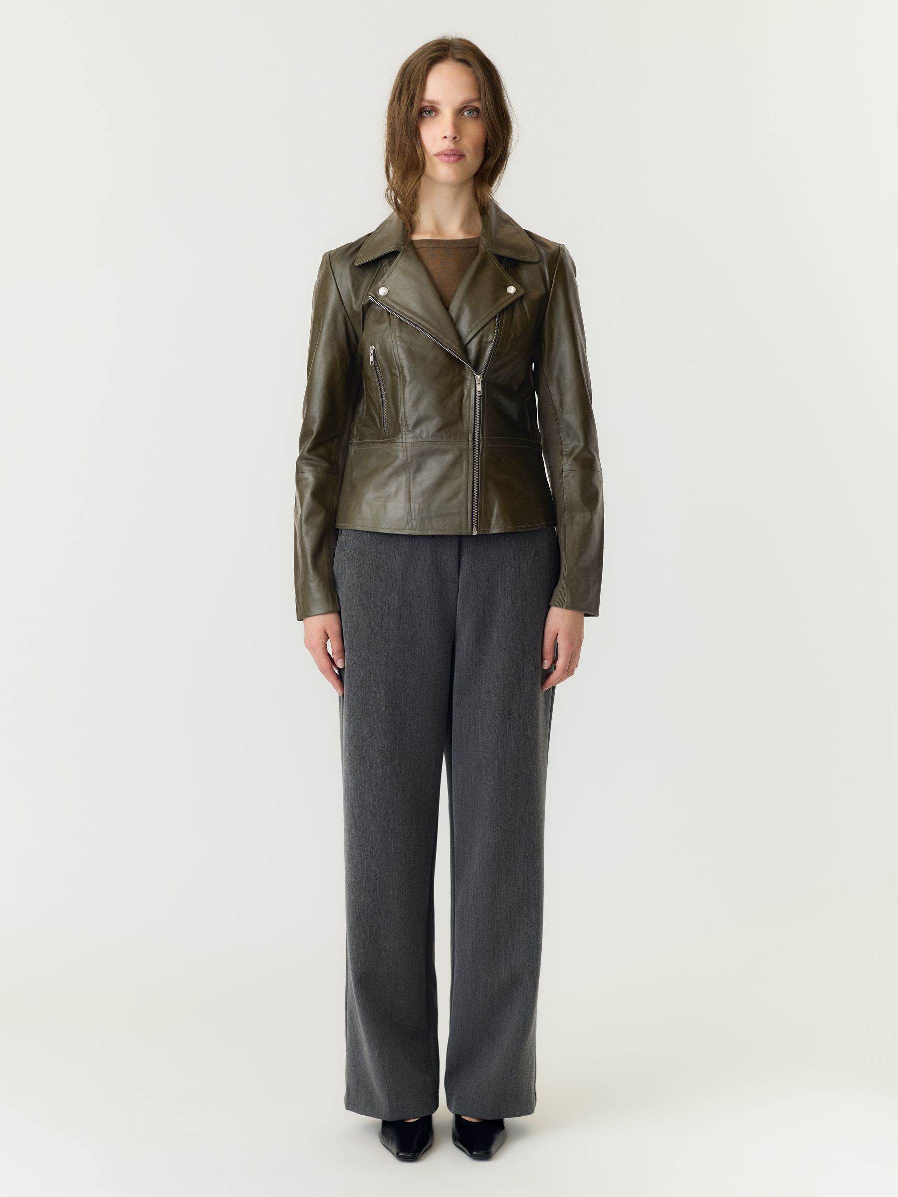 YASSOPHIE LEATHER BIKER JACKET | Brown | YAS® Poland