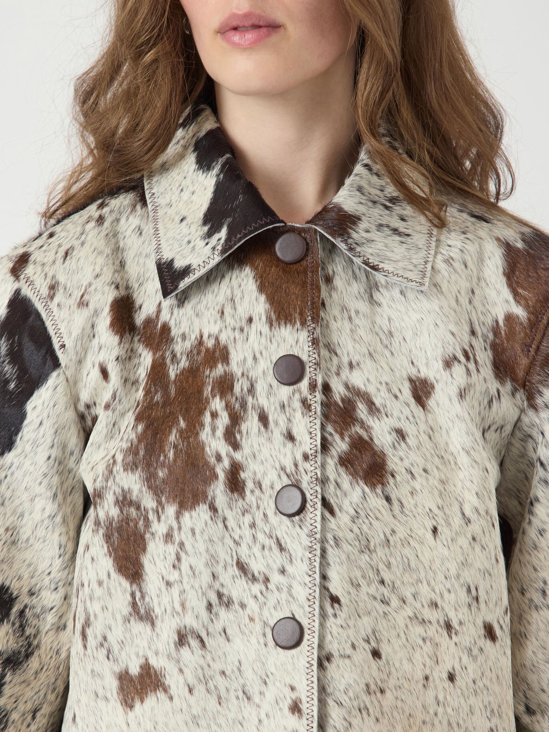 Carousel image - YASCAROLINE COW LEATHER JACKET, Chocolate Brown | 6