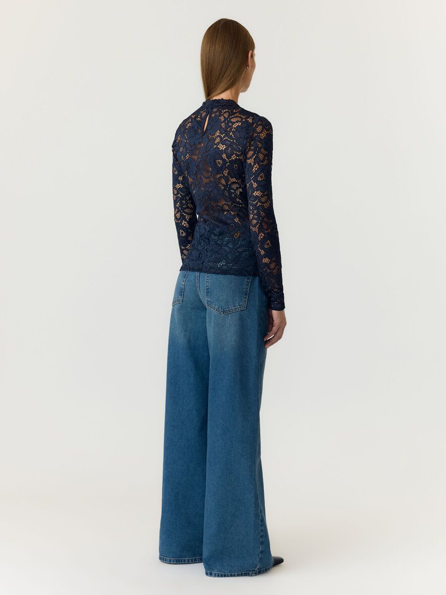 Yaslacey lace long sleeved top, colour: navy blazer, blue, back