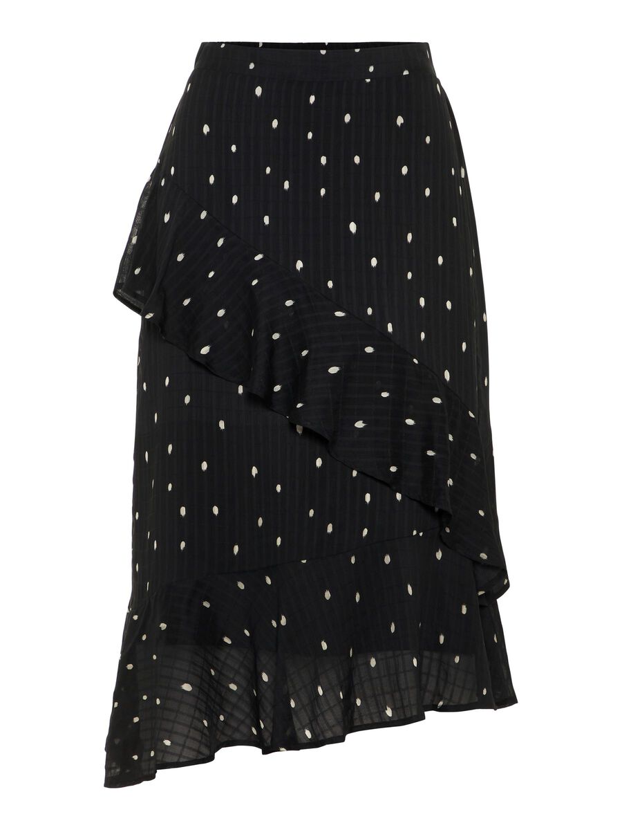 Carousel image - ELASTIC BACK FLOUNCE MIDI SKIRT, Black | 6