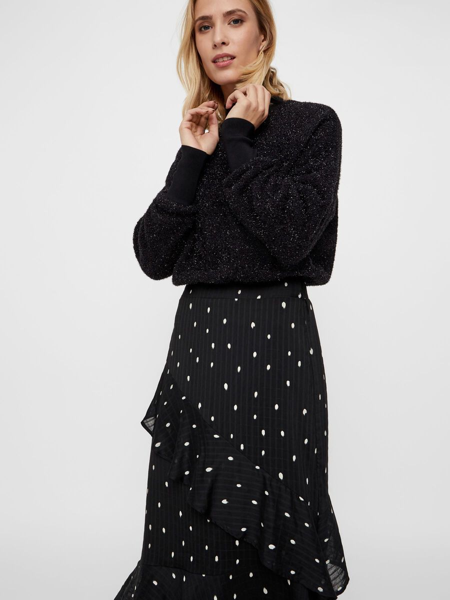 Carousel image - ELASTIC BACK FLOUNCE MIDI SKIRT, Black | 5