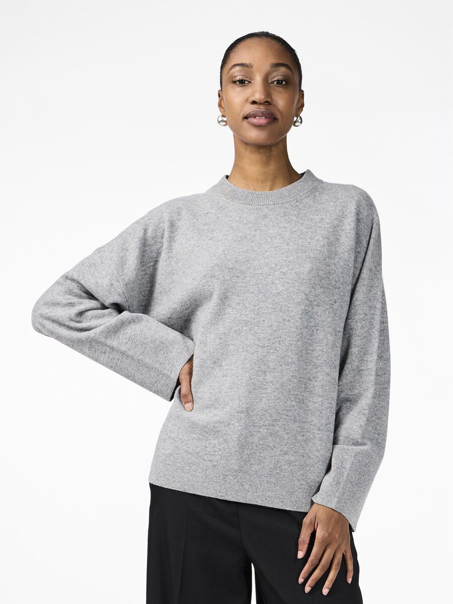 YAS YASEMILIE WOOL KNITTED PULLOVER, Light Grey Melange, highres - 26035269_LightGreyMelange_003.jpg