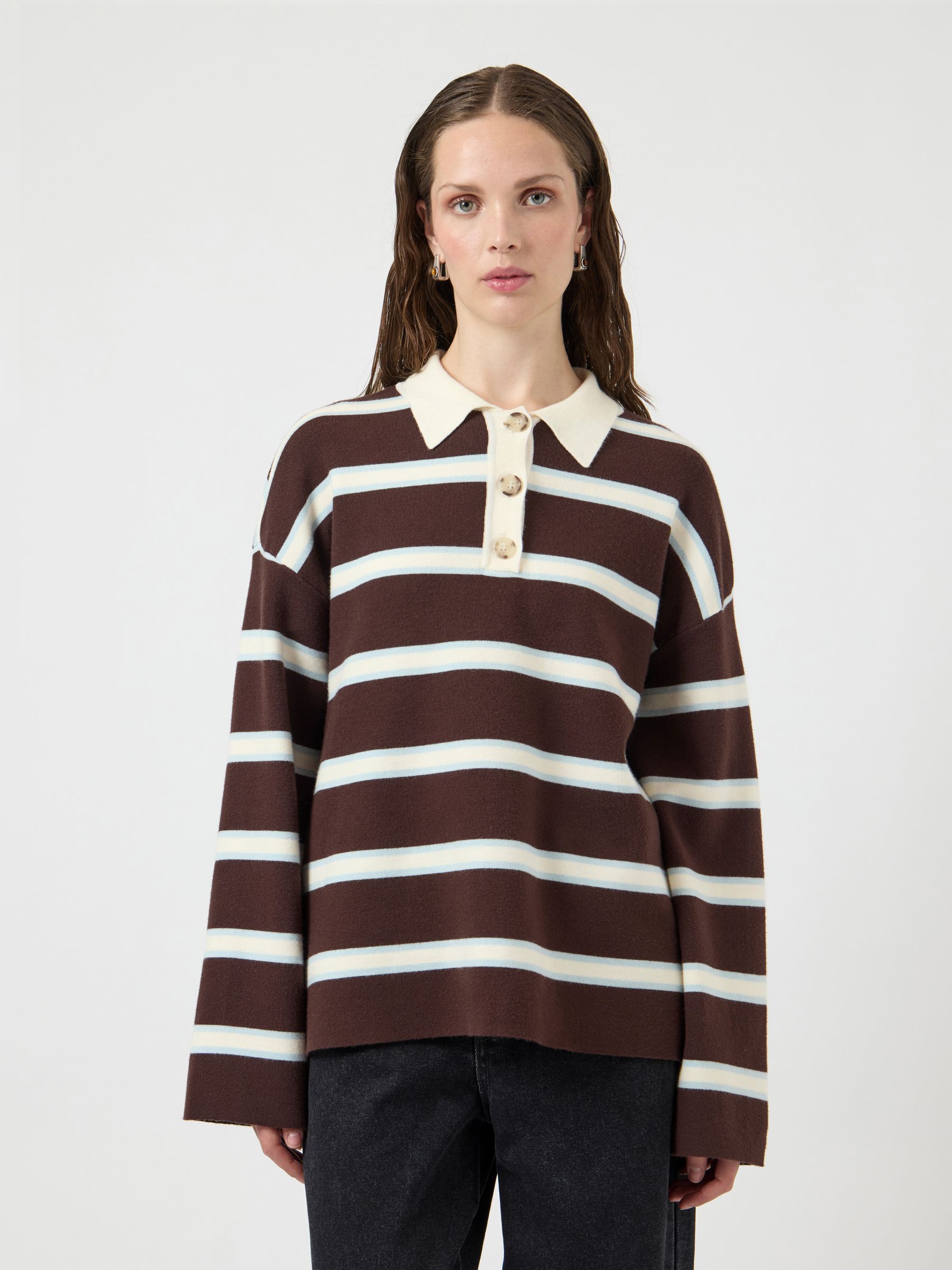 YASISABELL POLO KNITTED PULLOVER | Brown | YAS® Norway