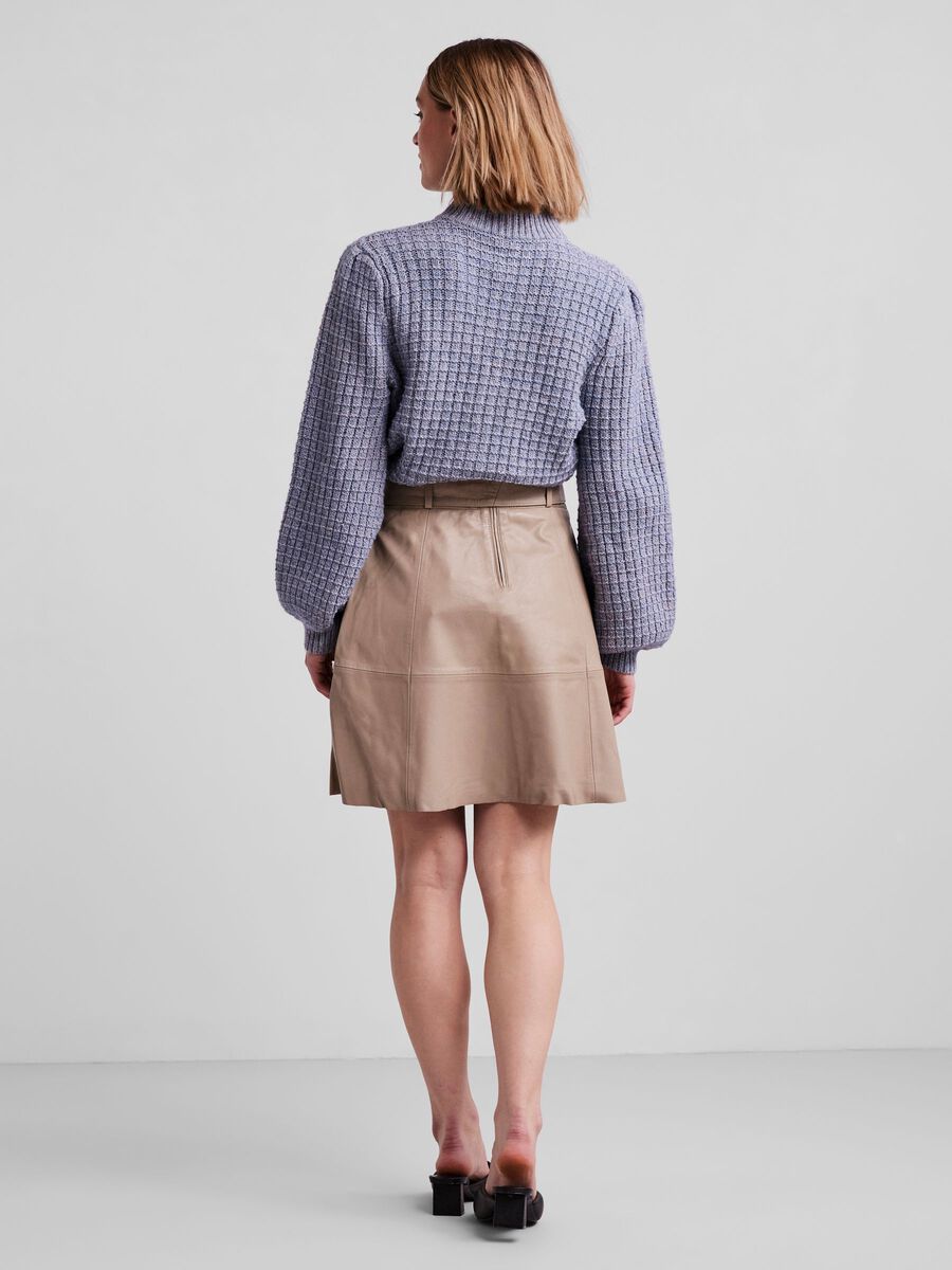 Carousel image - YASELLI LEATHER MINI SKIRT, Chinchilla | 2