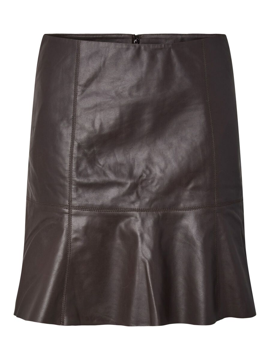 Carousel image - YASCOLLY LEATHER SKIRT, Chocolate Brown | 5
