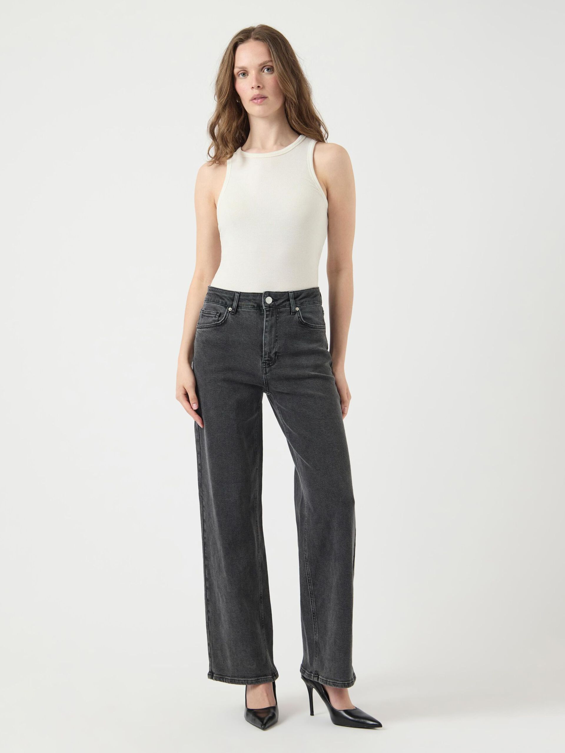 Carousel image - YASROSIE HW SUORALAHKEISET FARKUT, Dark Grey Denim | 4